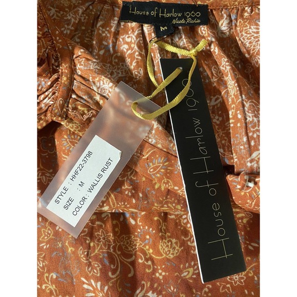 NWT House of Harlow 1960 Nicole Richie Top Blouse Floral Wallis Rust Lon… - Picture 7 of 7